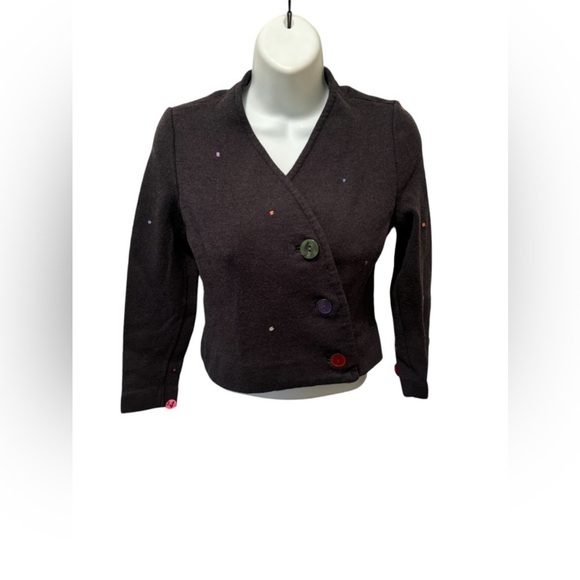 VTG Kimberly 100% Wool Union Made Cropped Blazer Jacket XS LS Colorful Buttons - Picture 2 of 8